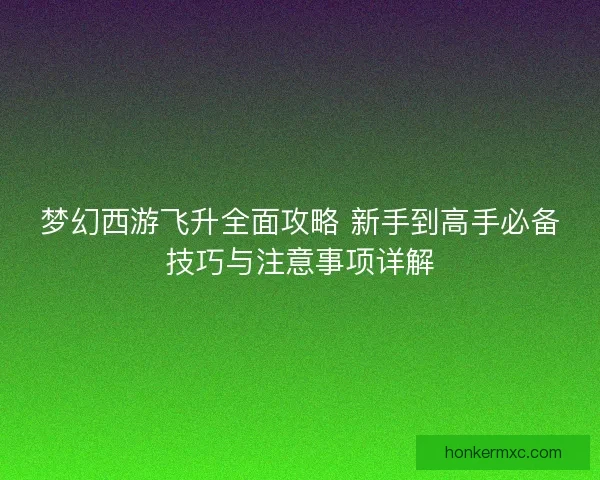 梦幻西游飞升全面攻略 新手到高手必备技巧与注意事项详解 梦幻西游飞升全面攻略 新手到高手必备技巧与注意事项详解