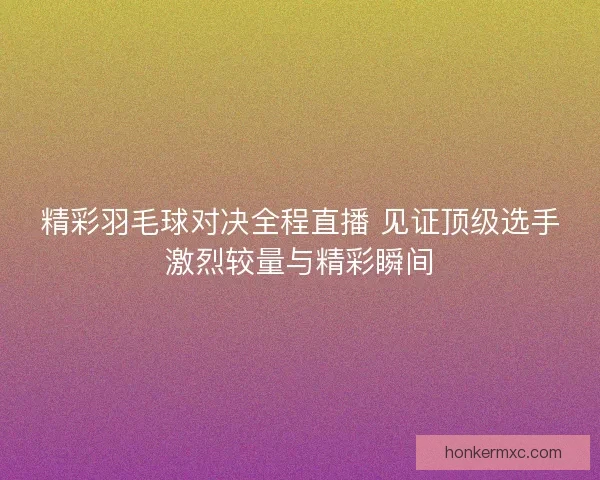 精彩羽毛球对决全程直播 见证顶级选手激烈较量与精彩瞬间