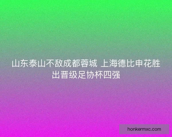 山东泰山不敌成都蓉城 上海德比申花胜出晋级足协杯四强 山东泰山不敌成都蓉城 上海德比申花胜出晋级足协杯四强